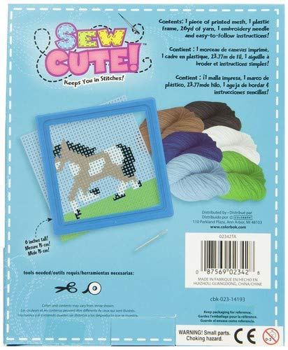 Image of Colorbok Q2342A Horse Learn to Stitch Needlepoint Kit, 6-Inch by 6-Inch, Blue Frame