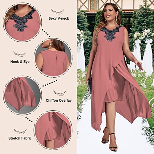 Image of OCSTRADE Womens Plus Size Chiffon Dress Loose Sleeveless Flowy Cocktail Party Midi Dresses