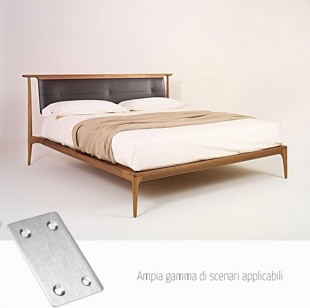 10 Pezzi Piastra In Acciaio Inox Staffa Angolare Piatta Staffa Heavy Duty Che Unisce Riparazione Piastra Staffa Dritta per Riparare Sedie Tavoli da Pranzo Letti, 60x38mm