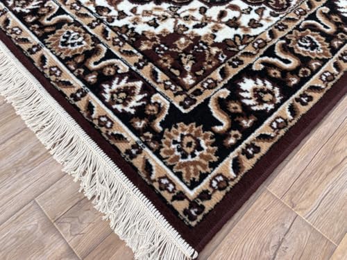 Image of TTC THREAD & TEXTURE CARPET Traditional Comfort: Power-Loomed Carpets for Living Room- Every Space Area Rug Color Brown Size 6x8 Feet (180x235cm)