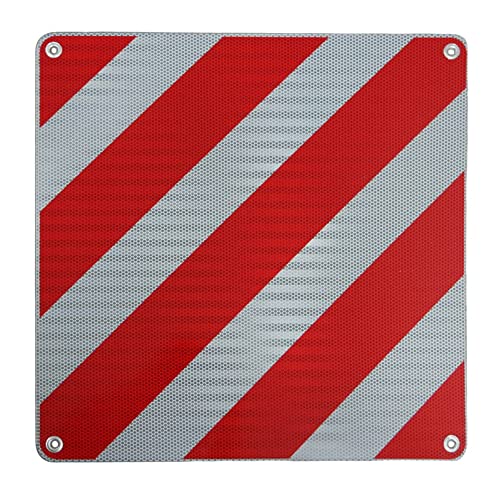 Italien Warntafel rot-weiß aus Aluminium - Warnschild für Fahrradträger und überstehende Ladung - mit Italienischer Typengenehmigung - 500 x 500 mm - Reflexionsklasse RA2/C - für Wohnmobil Wohnwagen