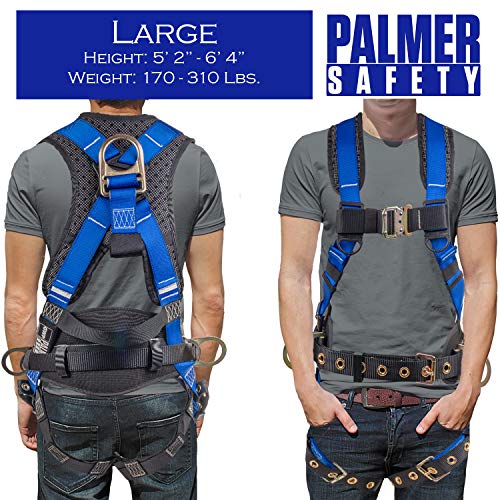 Image of Palmer Safety Fall Protection Safety Harness Hammerhead Series Safety Kit I Premium Harness + Lanyard + D-Ring Extender Kit