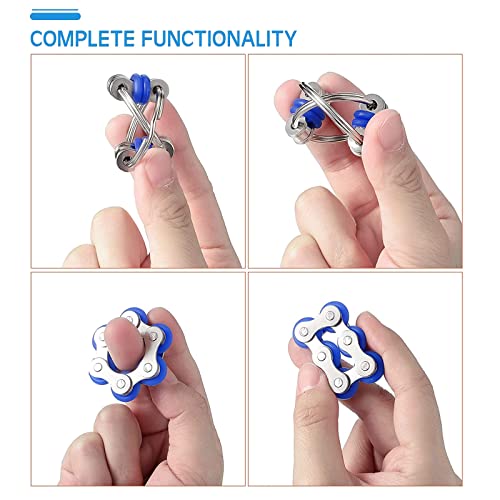 Zqftzq FINGERTIP 01 8 Pcs Sensory Fidget Toys Pack Flippy Roller Bike Chain Fidget Spinner Anxiety And Stress Relief Silent Tools Mesh Marble Acupressure Ring For Adults Teens Kids Boys Girls thumb #2