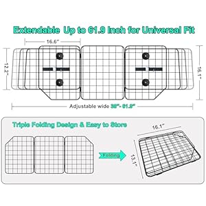 CASIMR Dog Car Barrier for SUVs, Vehicles, Trucks, Cars, Adjustable Pet Divider Cargo Area Universal-Fit, Folding Design for Easy Storage, Heavy-Duty Wire Mesh Barriers Safety Travel Accessories