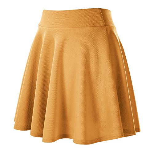 Urban Coco Women's Basic Versatile Stretchy Flared Casual Mini Skater Skirt (2Xl, Turmeric) #TOP2