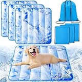 Chunful 4 Pack Dog Cooling Mat Water Injection Pet Cooling Mat for Dogs Cats with Storage Bags Washable and Foldable Pet Pad Summer for Small Medium Large Breeds of Doggy Bed Sofa Floor Car Seat(M)