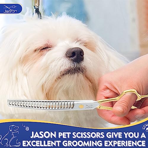 JASON 8 Inch Curved Chunker Scissors for Dog 23 Teeth Professional Downward Curved Chunker Shears Japanese 440C Stainless Steel Dog Grooming Scissor with Symmetrical Handle - Image 4