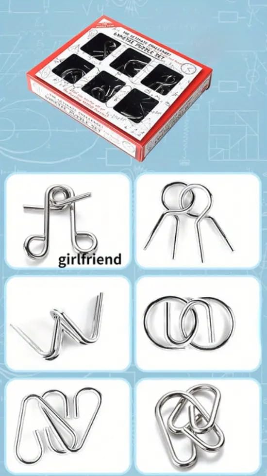 Image of Magicwand Stainless Steel Metallic Intellectual Puzzles for All Age Groups【Pack of 1】【6Pcs Puzzles 】