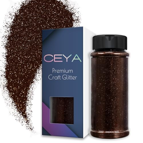 Ceya 3.8oz/ 110g Ultra Fine Glitter Powder Coffee Brown Glitter 1/128” 0.008” 0.2mm for Resin Tumbler Jewelry Nail Art Face Body Festival Makeup Scrapbook Wedding Cards Painting Arts