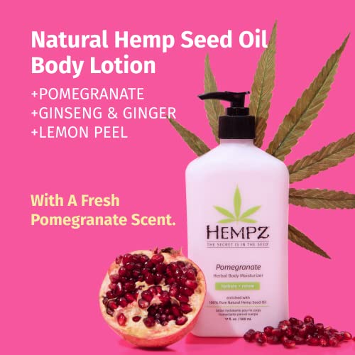Hempz Body Lotion - Pomegranate Daily Moisturizing Cream, Shea Butter Hand And Body Moisturizer - Skin Care Products, Hemp Seed Oil - Large #TOP2