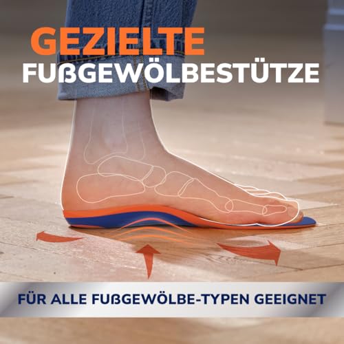 Dr. Scholl’s Advanced Schmerzfrei-Einlagen Herren Damen, robuste orthopädische Einlagen für Arbeitsschuhe & Stiefel, Plantarfasziitis & Fußgewölbestütze, stoßdämpfend, belastbar bis 150 kg, 38-39