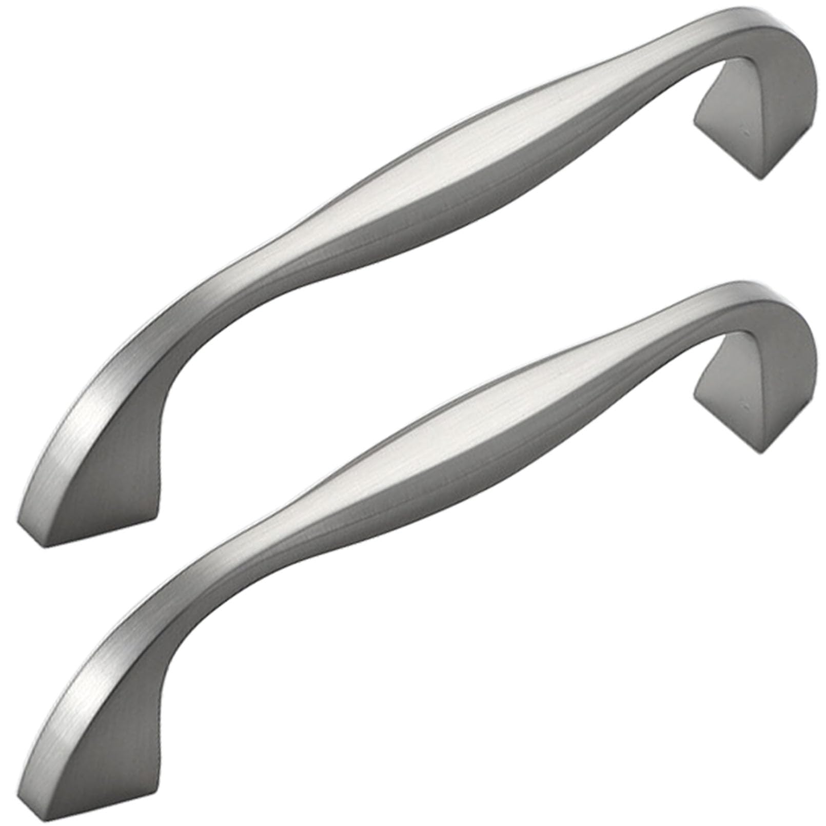 XIAODANHUA Furniture Handles 2 Pcs Matte Silver Kitchen Door Pulls Bathroom Cabinet Handles with Screws Zinc Alloy Drawer Pull Handles (Hole Distance 128mm)