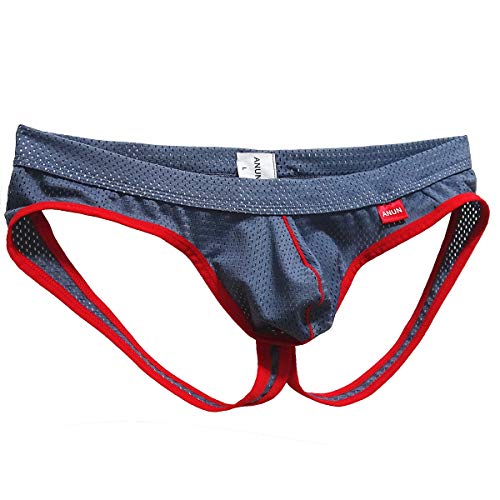 Men's Mesh Low-Rise Jock Strap (Medium, Drak Grey)