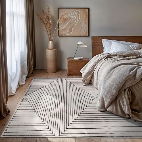 Rugshop Marbella Bohemian Stripes Washable Non Slip Area Rug 8' x 10' Beige