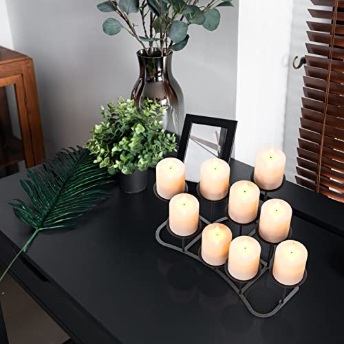 Qikadsen Black Metal Pillar Candle Candelabra For Fireplace/Table/Wedding/Christmas Decoration Iron Candle Holders Of 9 Diy Home Decor #TOP4