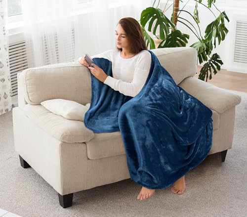 Image of Utopia Bedding Fleece Blanket Throw Size Royal Blue 300GSM Luxury Anti-Static Fuzzy Soft Microfiber Blanket for Couch, Sofa and Bed (50x60 Inch)