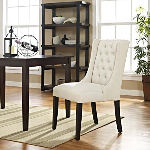 Modway Baronet Modern Tufted Upholstered Fabric Parsons Kitchen and Dining Room Chair in Beige - Thumbnail 3