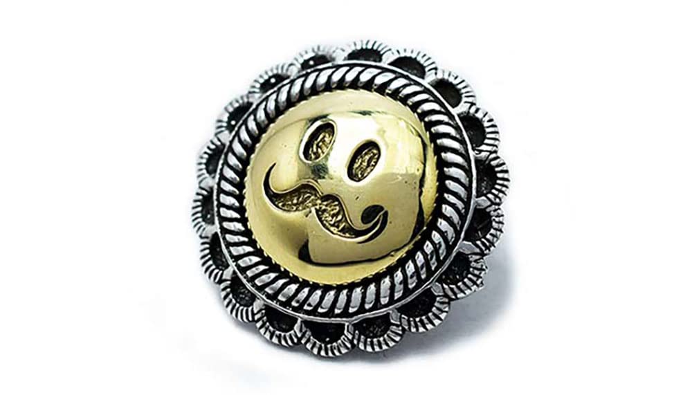 Bouton de portefeuille concho en laiton argent 925 et pièces personnalisées moustache