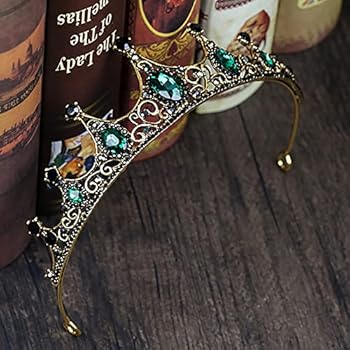 Dames Kroon,Fancy Vintage Groene Barokke Kristal Mesh Zilveren Kroon Hoofdband Prinses Meisjes Tiara Elegante Bruid Bruiloft Pageant Verjaardag Prom Haar Accessorie