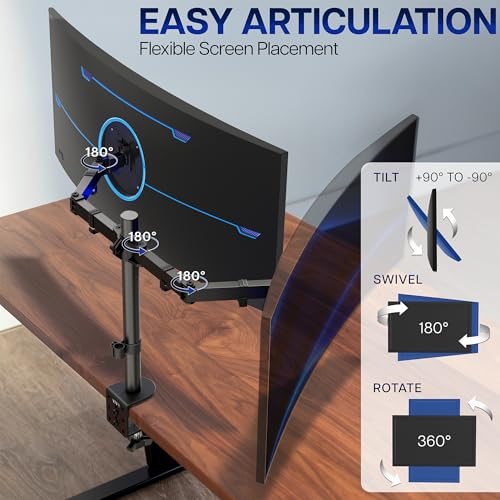 Image of VIVO Dual Ultrawide Monitor Desk Mount, Heavy Duty Fully Adjustable Steel Stand, Holds 2 Computer Screens up to 38 inches and Max 22lbs Each, Black, STAND-V038