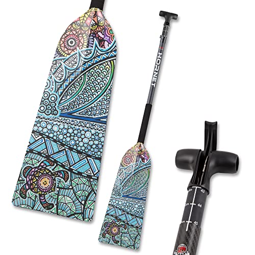 Hornet Watersports Dragon Boat Paddle - Turtle Design - Adjustable Carbon Fiber Dragon Boat Paddle - IDBF Approved - Dragon Boat Accessories (Leverlock Adjustable)