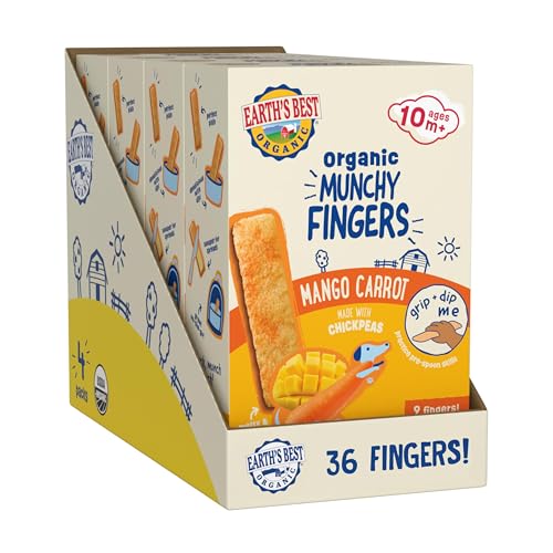 Earths Best Organic Mango Carrot Munchy Fingers 1.05 oz Box (Pack of 4)