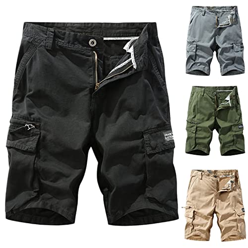 Short cargo décontracté homme grand et long avec poches zippées pour l'été