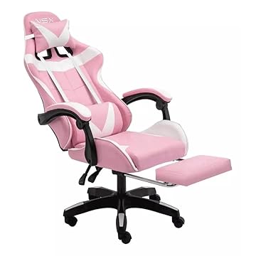 Cadeira Gamer Giratória Nsx Reclinável Estofado Cores Couro (ROSA)