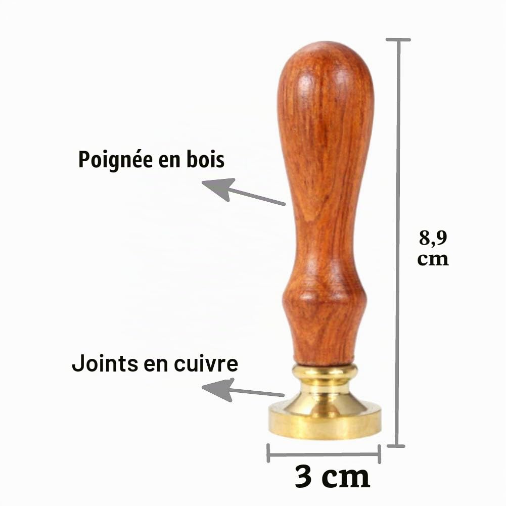 Kit de Tampons de Cire pour Animaux - 6 Têtes en Laiton Amovibles et 1 Manche en Bois - Pour Cartes d'Invitations avec Motif Dragon d'Abeille