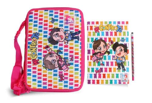 FCP Maxi Astuccio Tracolla Me Contro Te Cartoon Arcobaleno Con 48 Pastelli E Albun Da Colorare + Omaggio Penna Sirena + Portachiave Paillettes + Penna