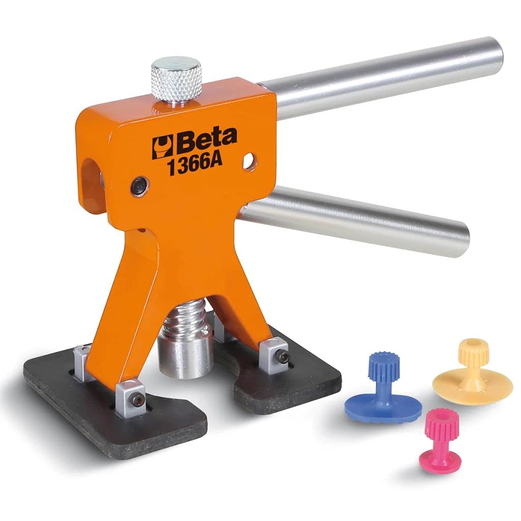 BETA - Attrezzo Levabolli con Kit 19 Funghetti in Plastica per Colla a Caldo, Strumento Professionale per Rimozione Ammaccature Carrozzeria Auto Grandine e Portiere Officina Carrozzeria, 1366A