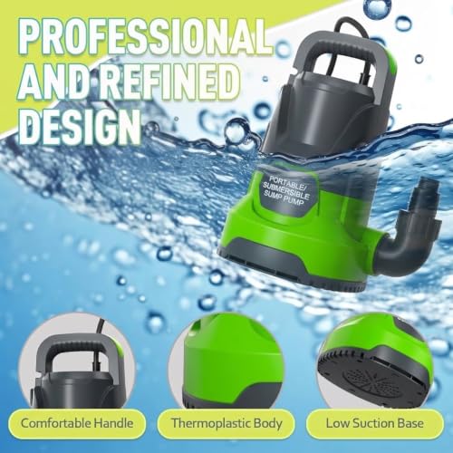 Image of Sump Pump 1HP 4000GPH Electric Thermoplastic Submersible Water Pump
