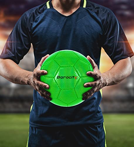 Image of Green Size 3 Soccer Ball for Kids - Durable, Soft, and Fun with Rainbow Design