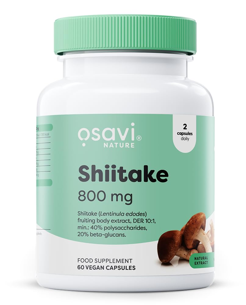 OSAVI Shiitake Mushroom Extract, 800mg, Vegan Capsules, Immune Support, 60 Count, with Beta-Glucans & Polysaccharides, by Olivit