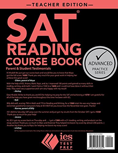 SAT Reading Course Book: Teacher Edition