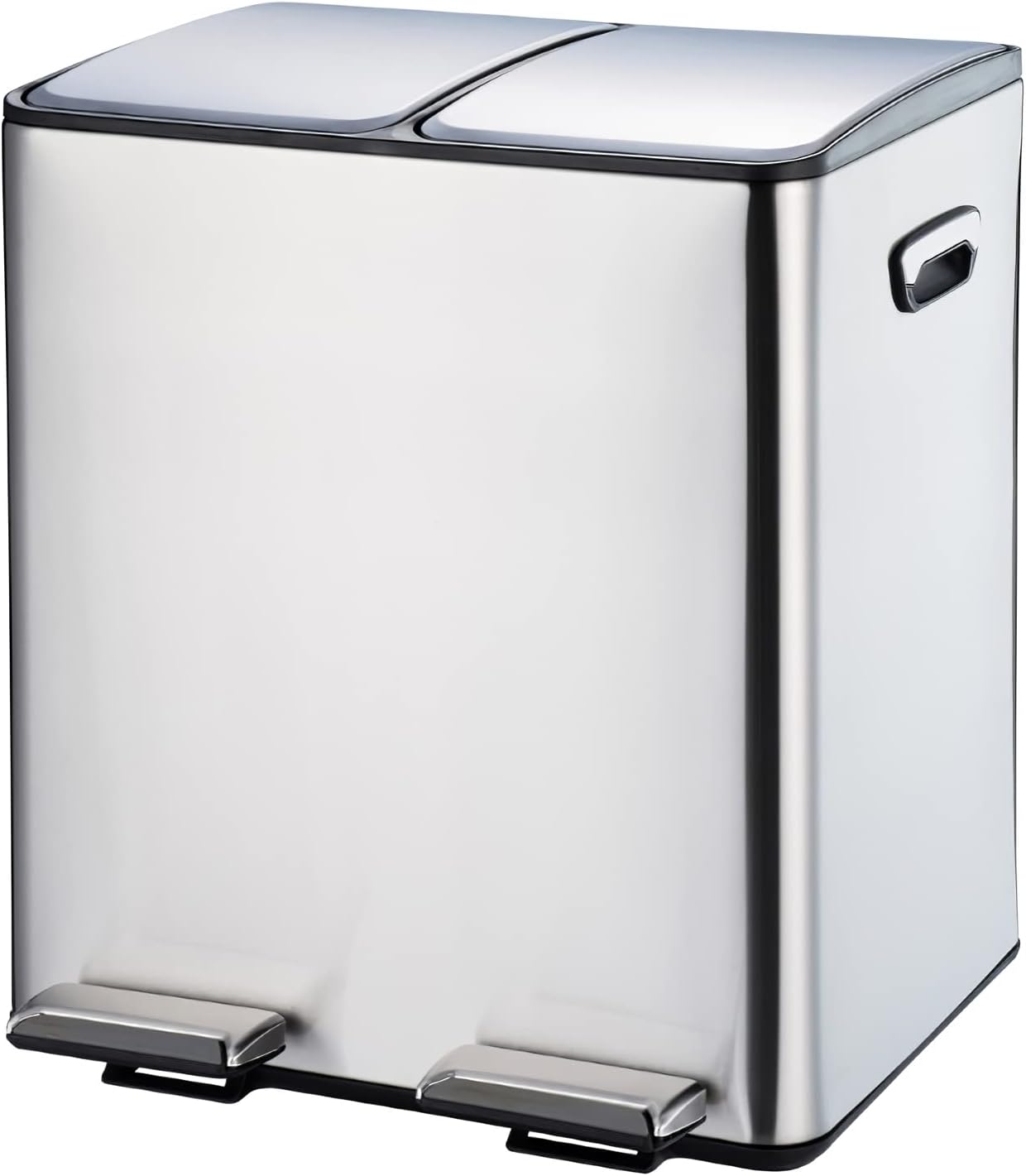 Recycling Bin, 2 x 20L Stainless Steel Pedal Bin Double Kitchen Waste