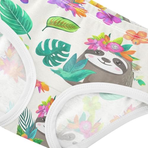 Cute Sloth Flower Colorful Panties Little Girl Toddler Underwear Floral Cotton Animal Briefs Kids Undies 2t4