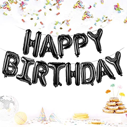 Happy Birthday Banner Balloon, Black Foil Balloon 16 Inch Letters Birthday Party Decorations For Boys Girls Men Women #TOP3
