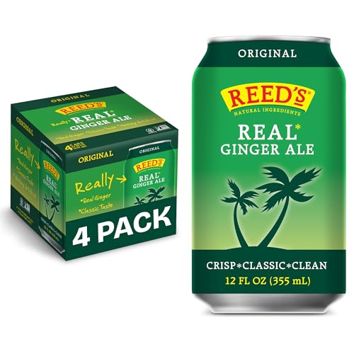 Reed's Real Ginger Ale, Pack of 4 (12 fl. oz. Can each) - Classic and Crisp Ale made with Real...