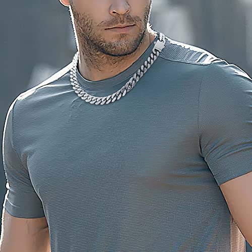 Guqila Cuban Link Chain For Men, Stainless Steel/18K Gold Plated Miami Cuban Chain Necklace Silver Hip-Hop & Cool Style Jewelry For Women Men, 8/10/12Mm Width, 20/22 /24 Inches Length #TOP3