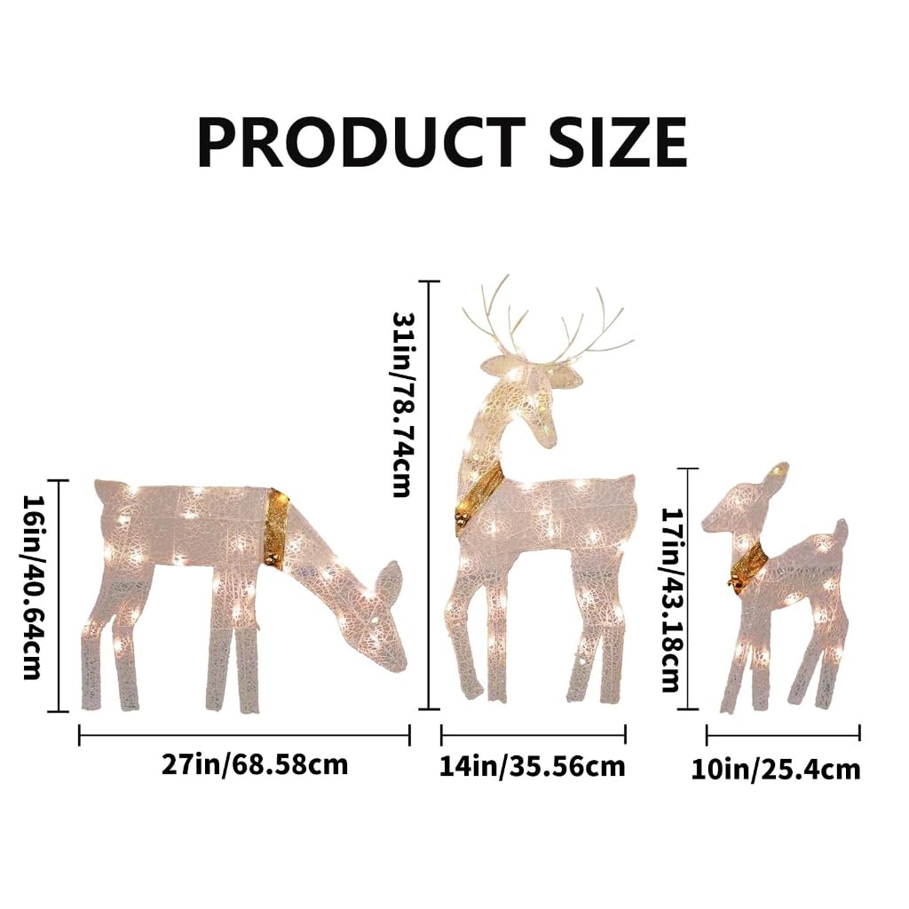 Odporna na warunki atmosferyczne Iron Deer Family Outdoor Christmas Decoration LED Lighted
