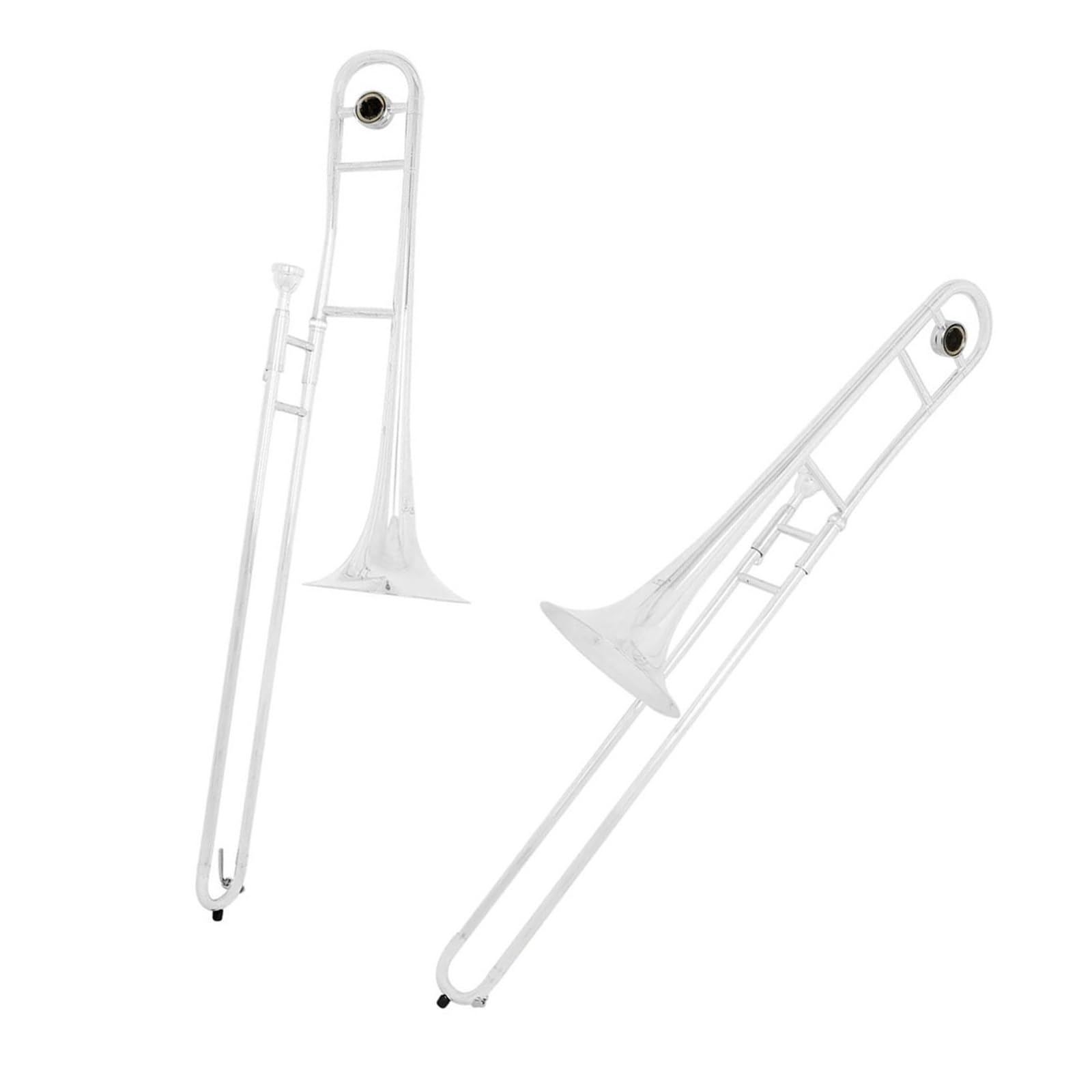 Trombón De Varas Alto En Si Bemol Para Principiantes Instrumento Chapado En Latón Con Juego De Guantes Trombón(Silver)
