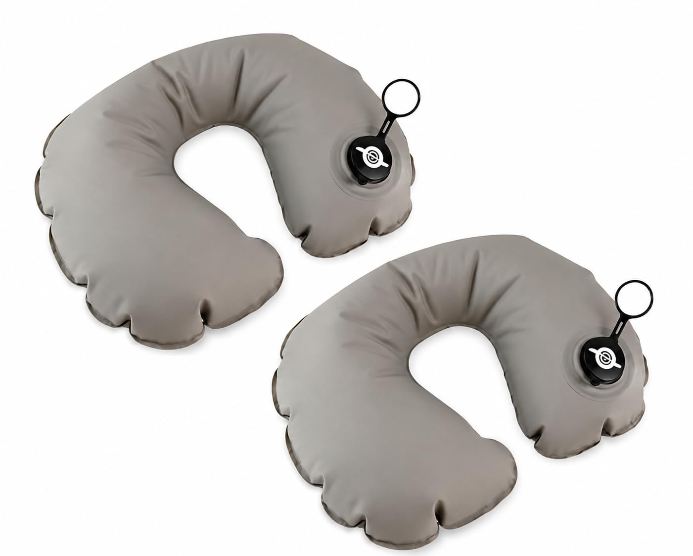 MAPPERZ Inflatable Travel Neck Pillow – Soft PVC Flocked U-Shape Cushion for Airplane, Car, Train & Office Lightweight, Compact, Ergonomic Neck Support, Easy Inflation & Deflation – Grey [Pack of 2]-image-23