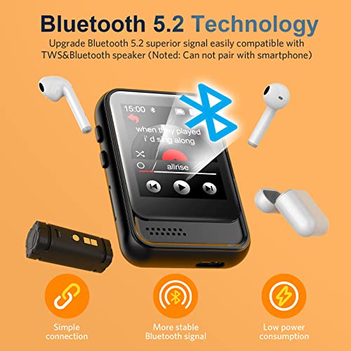 32Gb Mp3 Player With Bluetooth, Portable Music Player Built-In Micro Sd Card Slot And Hd Speaker Support Fm Radio Voice Record Video Ebook Alarm Full-Touch Screen Mp3 Mp4 Player For Running #TOP1