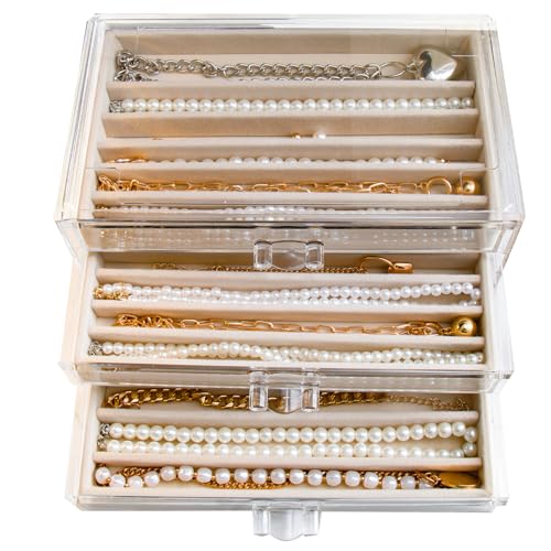 YUFONG Necklace Holder Organizer Velvet Necklace Organizer Box with Lid