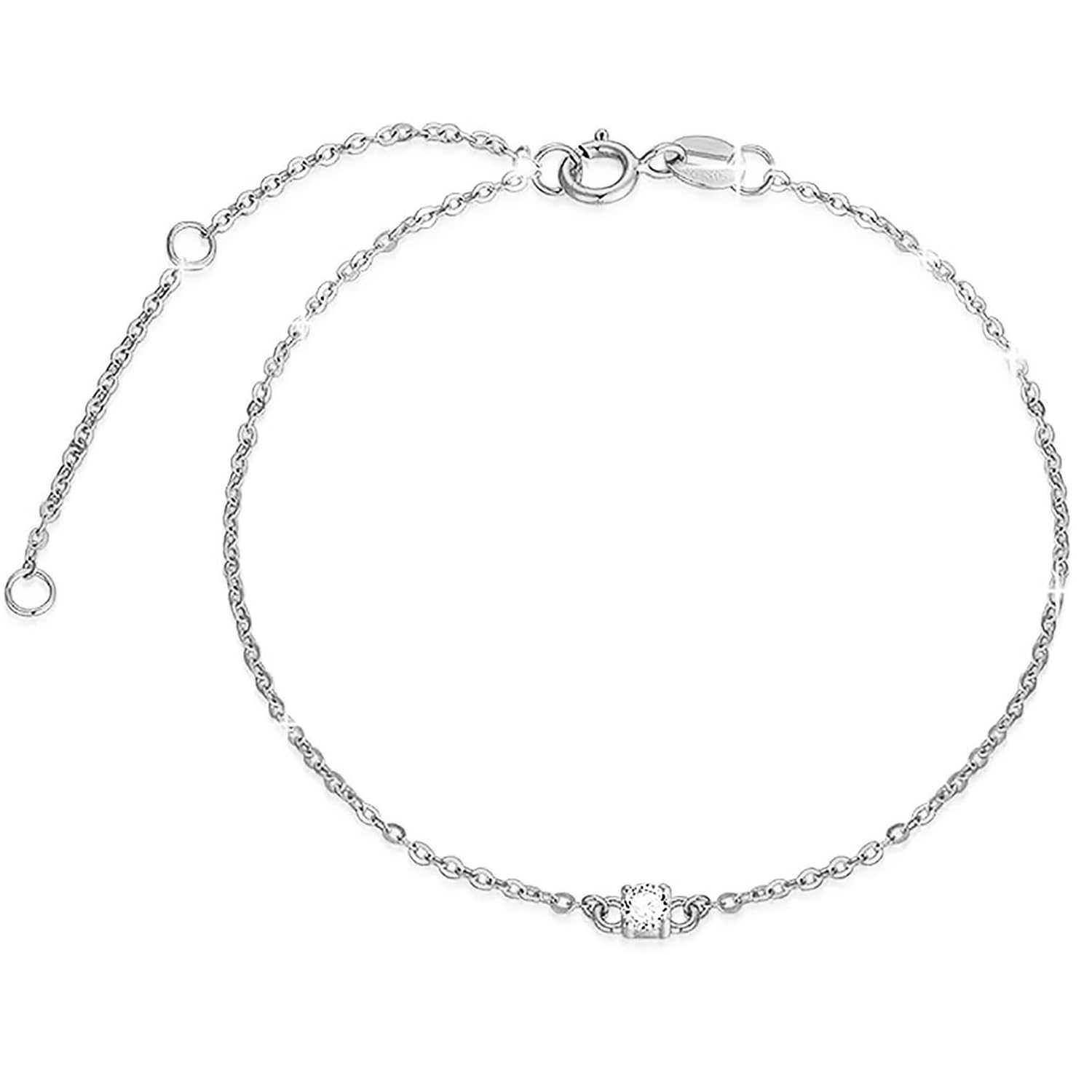14K Solid Gold Thin Bracelet with Cubic Zirconia