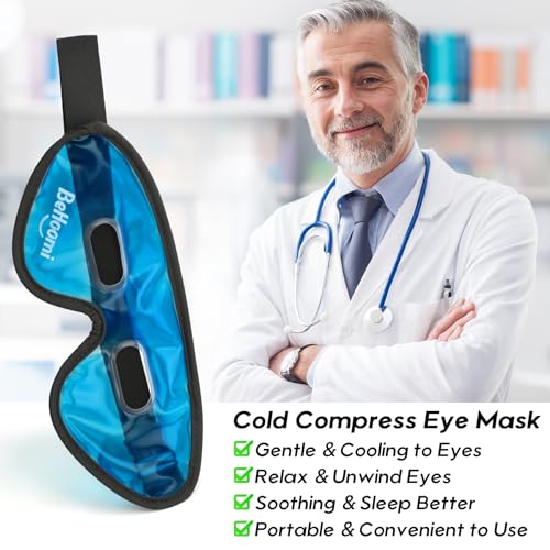 BeHoomi Máscara de olhos refrescante para dormir, máscara de gel com orifícios, compressa fria reuti