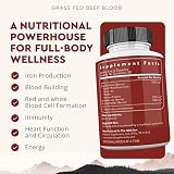 Ancestral Supplements Grass Fed Blood is Blood, Liver & Spleen Formula, 500mg, Grass Fed Beef Supplement, Red & White Blood Cell Formation, Immune and Heart Health Support, Non GMO, 180 Capsules