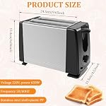 2 Slice Toaster, Adjustable Toaster with 6 Browning Levels and Pause Button, Compact Bread Toaster, Stainless Steel 2 Slots Toaster, Breakfast Toaster, Multifunction Toaster for Toast Crumpets