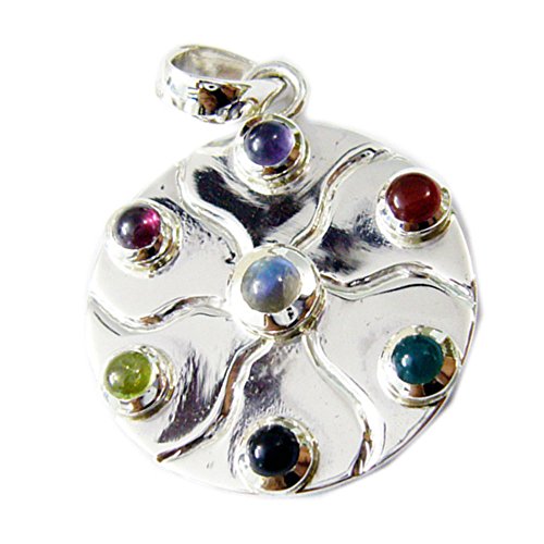 Pendentif en pierres précieuses rondes pour fabrication bijoux et collier argent 925